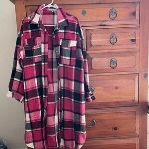 Miss Sparkling Plaid Flannel Shirt Jacket Size Large NWOT